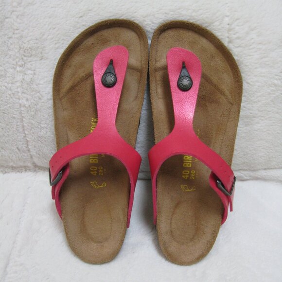 Birkenstock GIZEH Birko Flor Graceful Dark Pink 40 R US W 9 M 7 - Picture 2 of 10